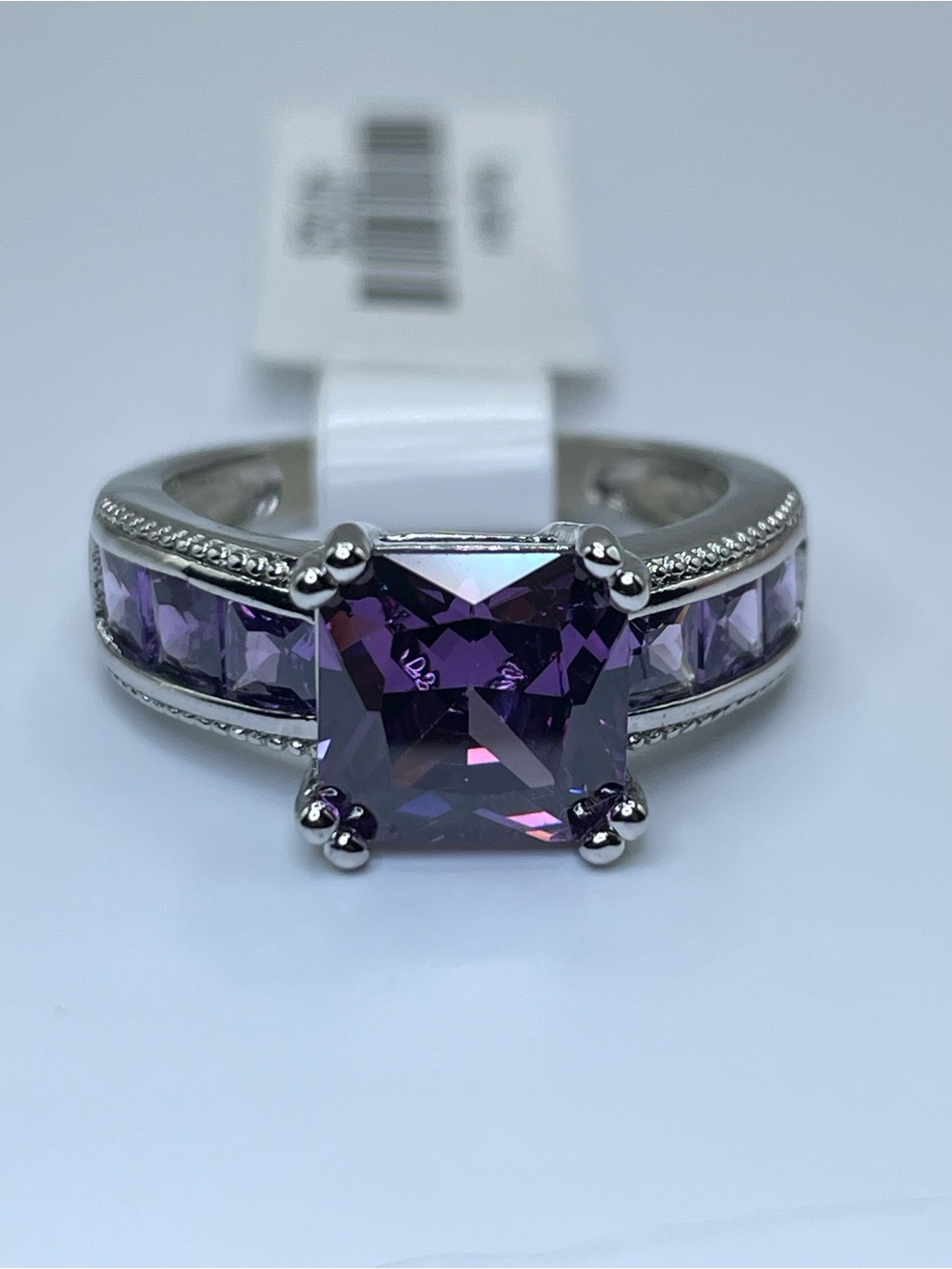 Swarovski Crystal Elements Amethyst Purple Crystal Art Deco Ring Sz 6